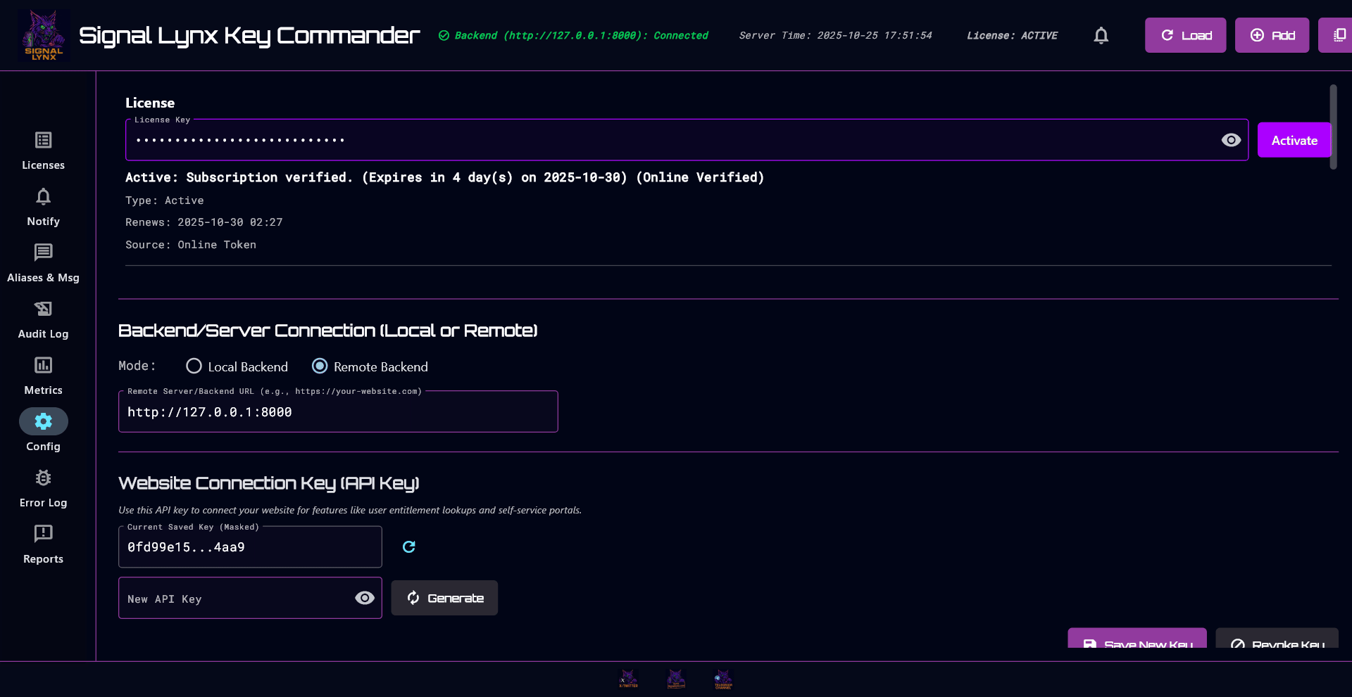 Animated GIF showing master control panel overview