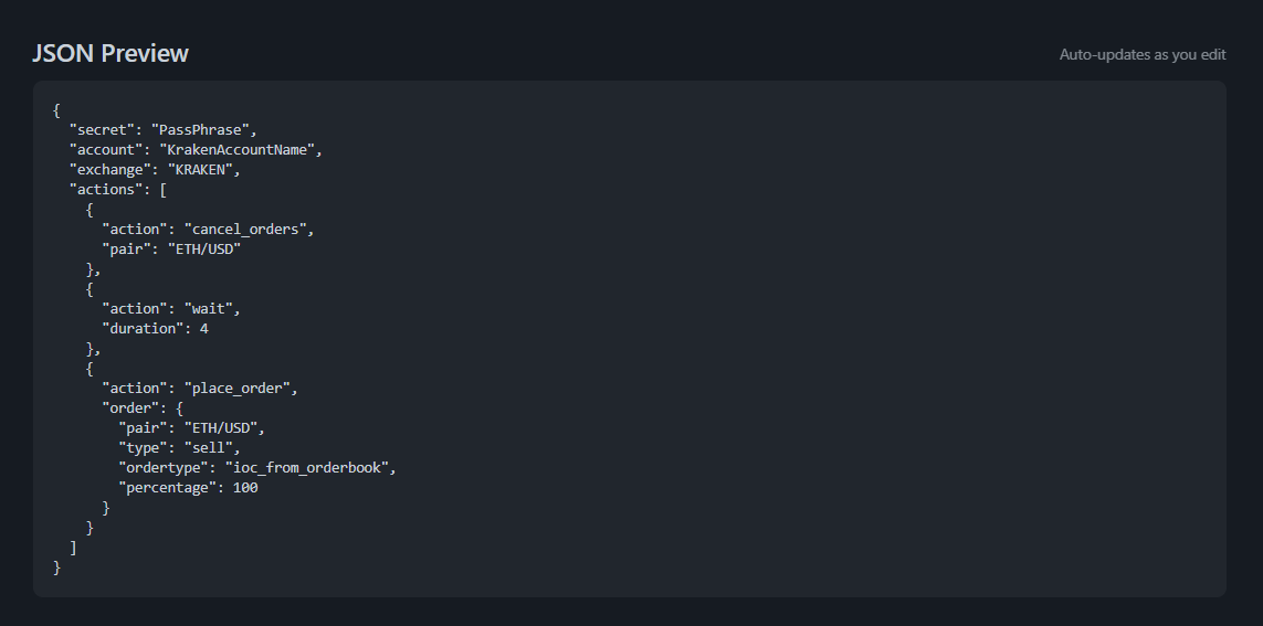 Screenshot of the action builder in the Webhook Configurator
